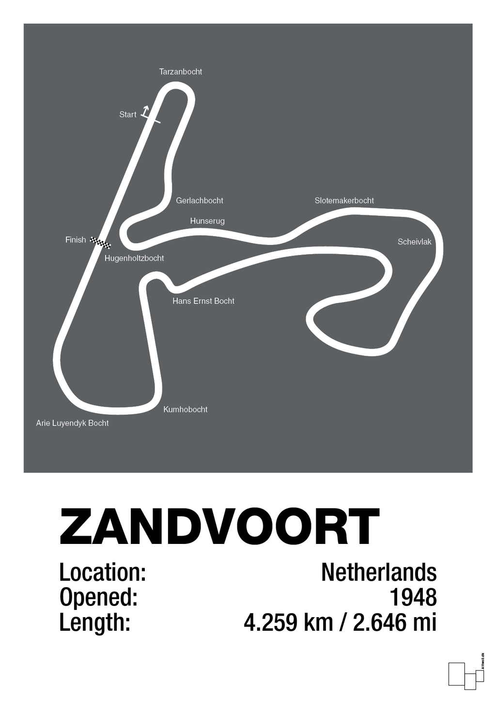 plakat: circuit zandvoort - graphic charcoal-Formel 1-A1two3