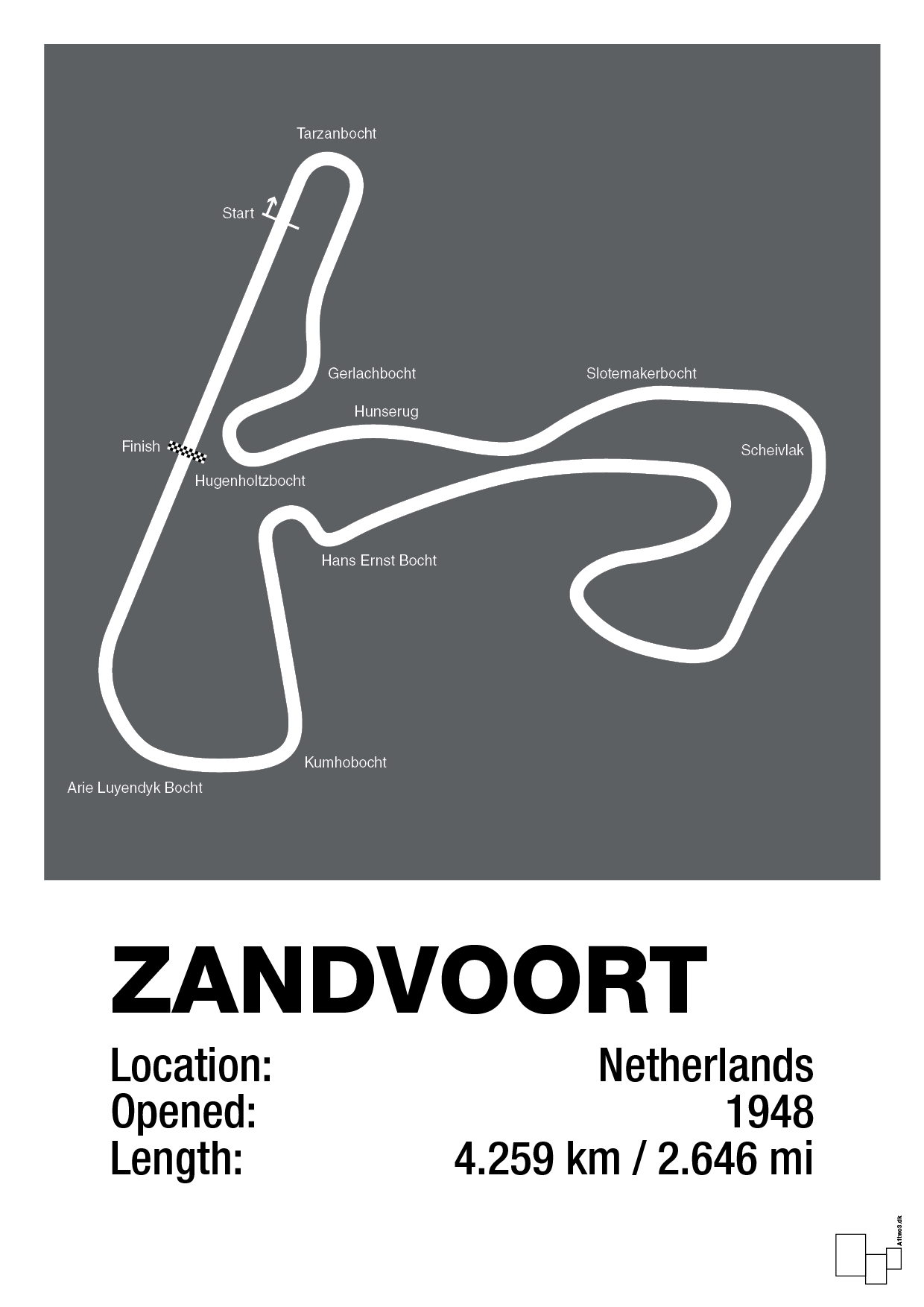 plakat: circuit zandvoort - graphic charcoal-Formel 1-A1two3