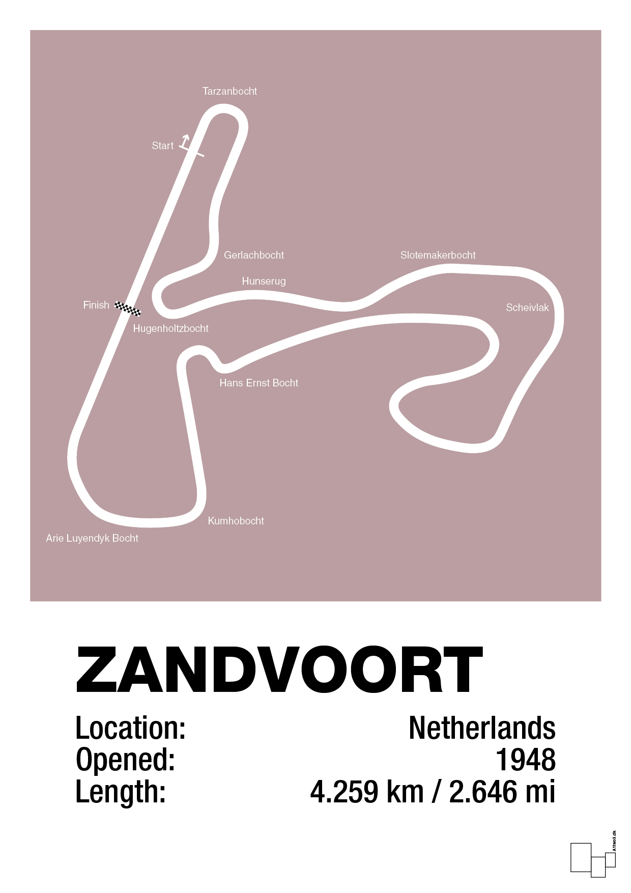 plakat: circuit zandvoort - light rose-Formel 1-A1two3