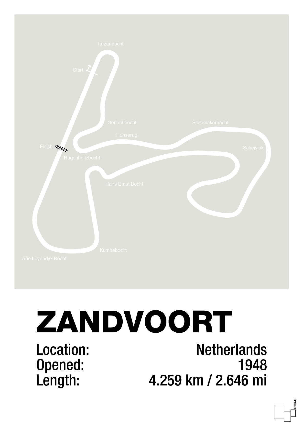 plakat: circuit zandvoort - painters white-Formel 1-A1two3