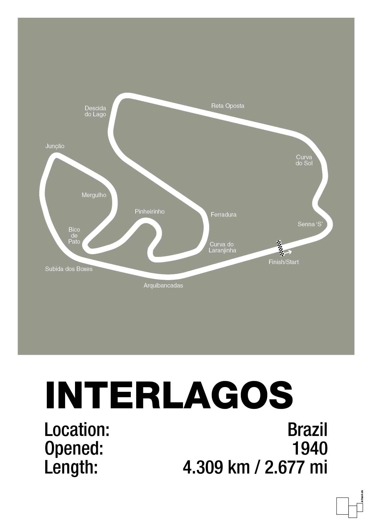 plakat: interlagos circuit - battleship gray-Formel 1-A1two3