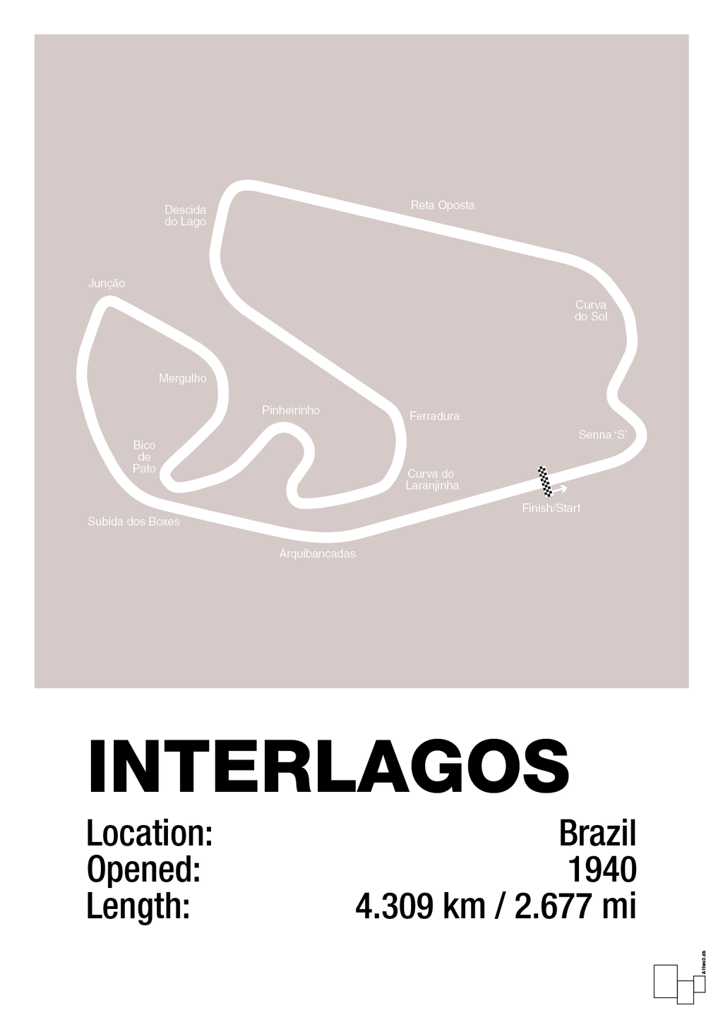 plakat: interlagos circuit - broken beige-Formel 1-A1two3