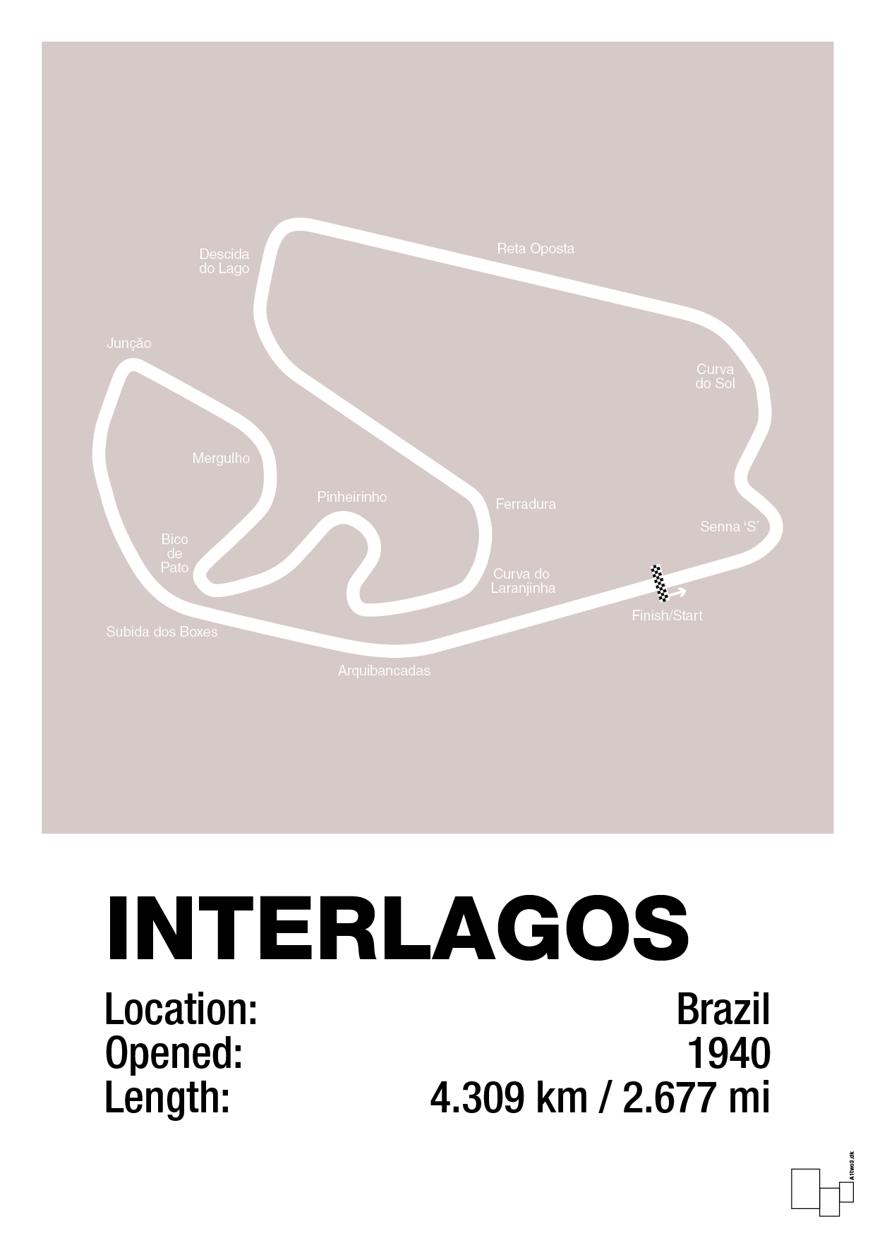 plakat: interlagos circuit - broken beige-Formel 1-A1two3