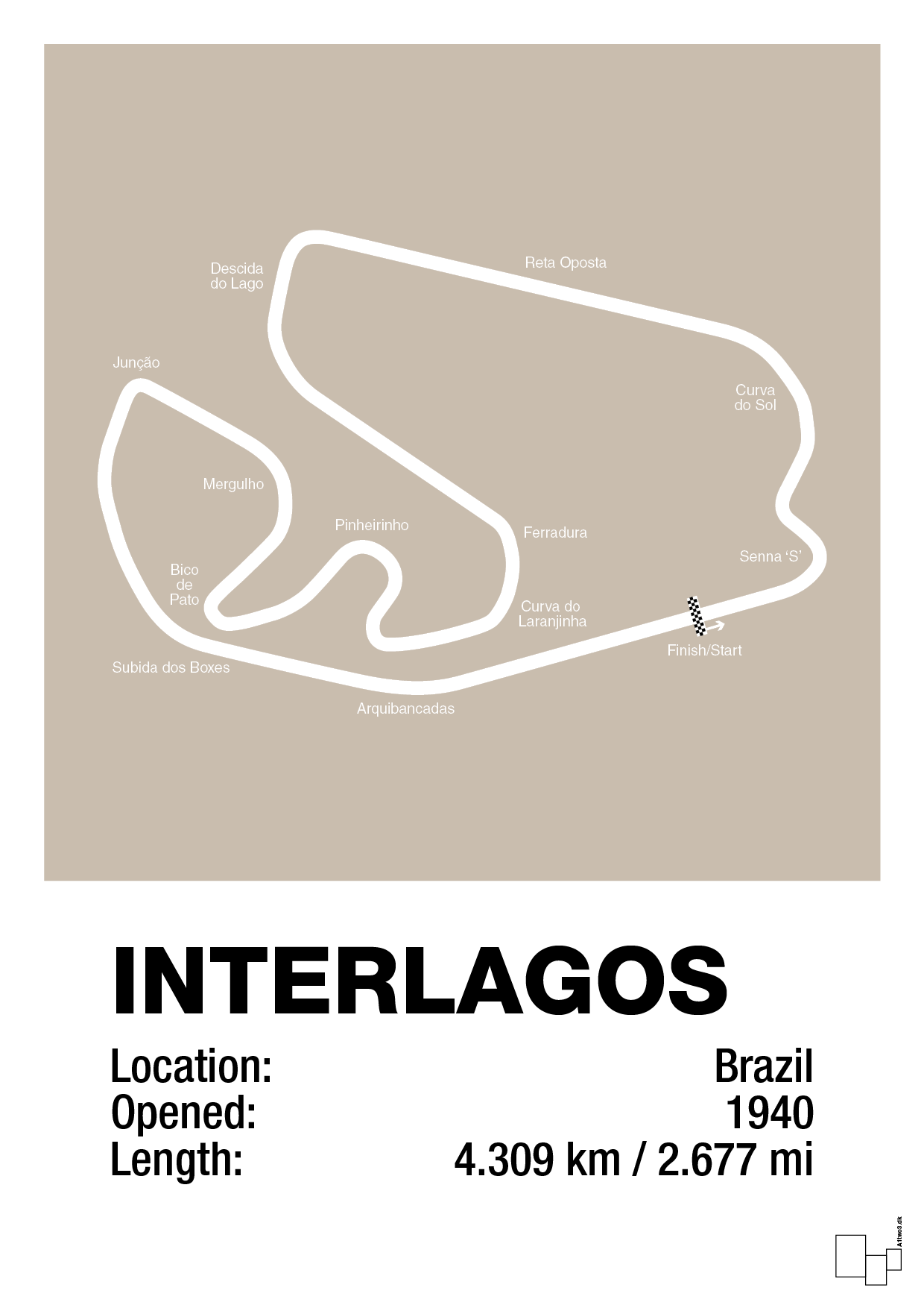 plakat: interlagos circuit - creamy mushroom-Formel 1-A1two3