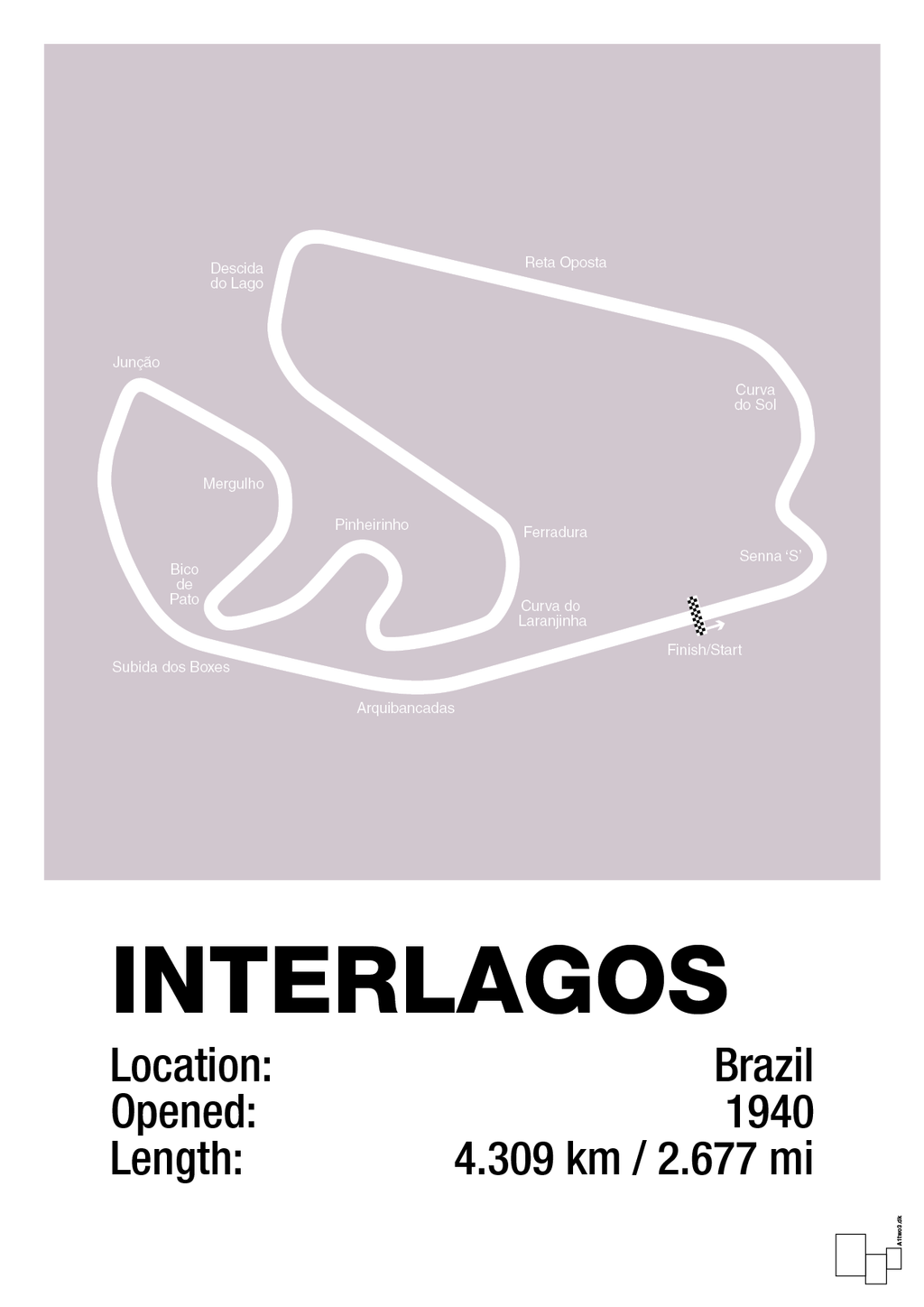 plakat: interlagos circuit - dusty lilac-Formel 1-A1two3