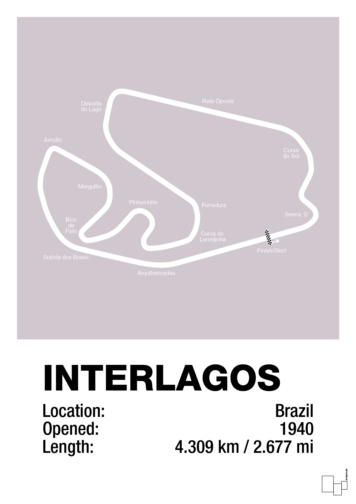 plakat: interlagos circuit - dusty lilac-Formel 1-A1two3