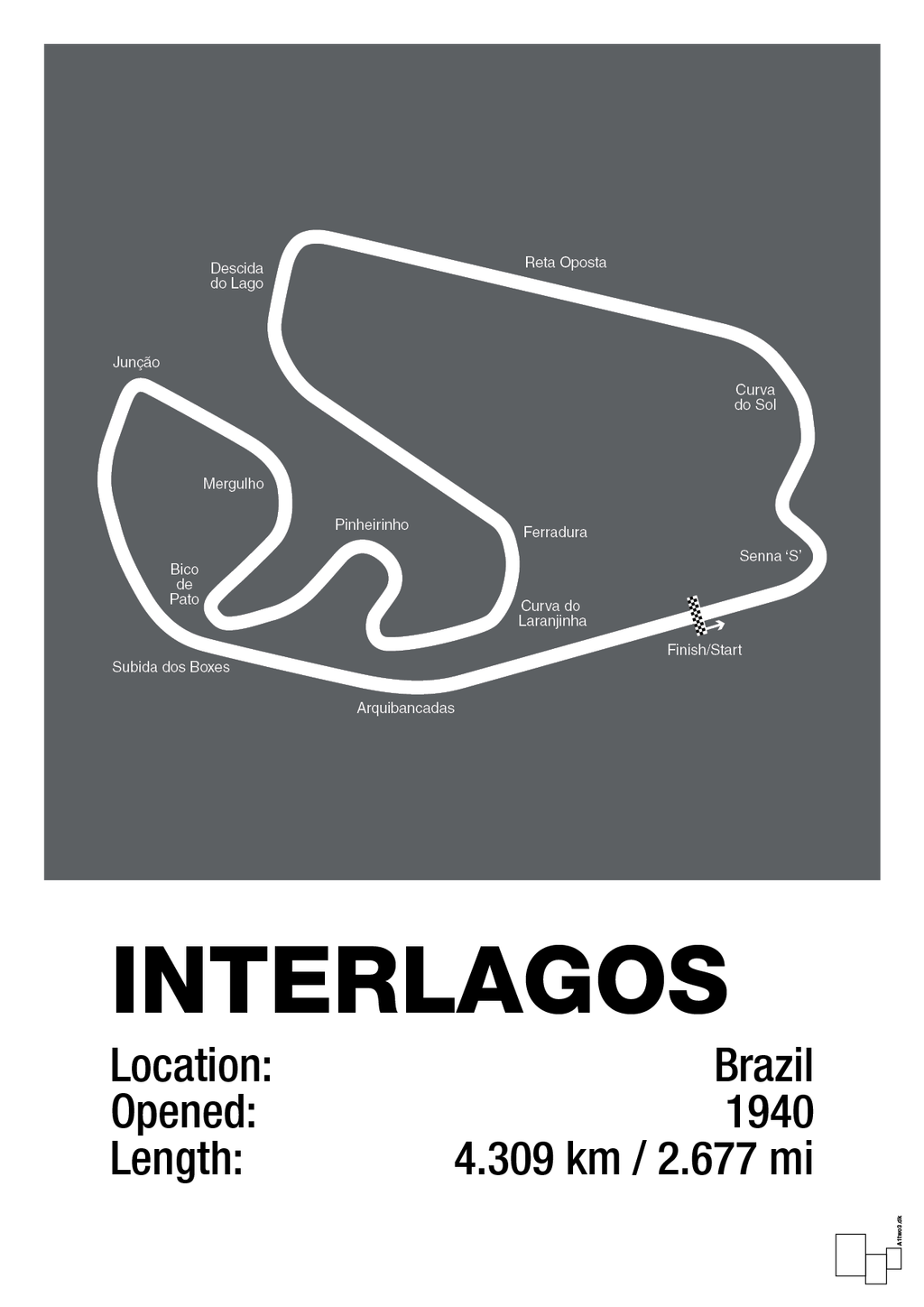 plakat: interlagos circuit - graphic charcoal-Formel 1-A1two3