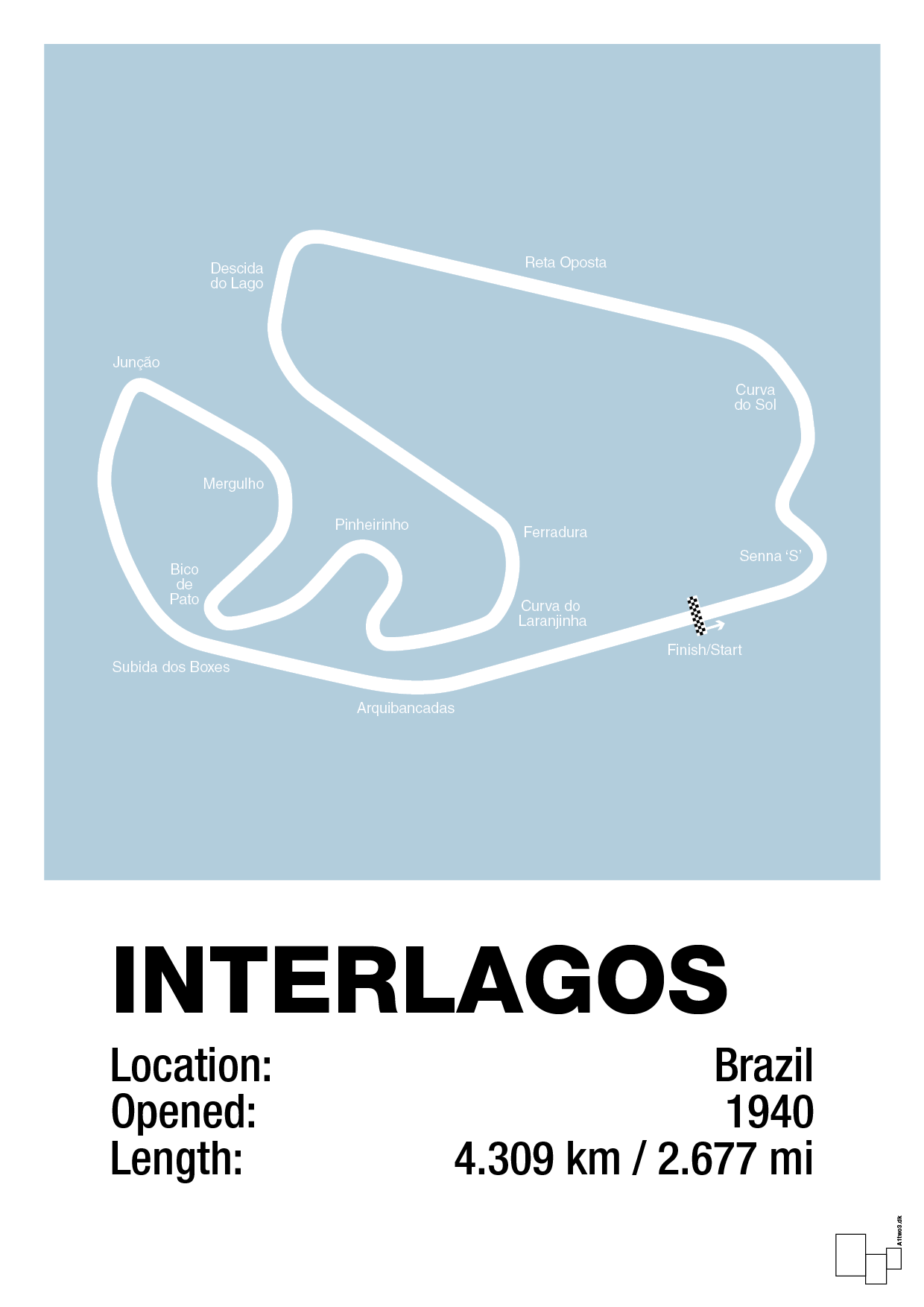 plakat: interlagos circuit - heavenly blue-Formel 1-A1two3