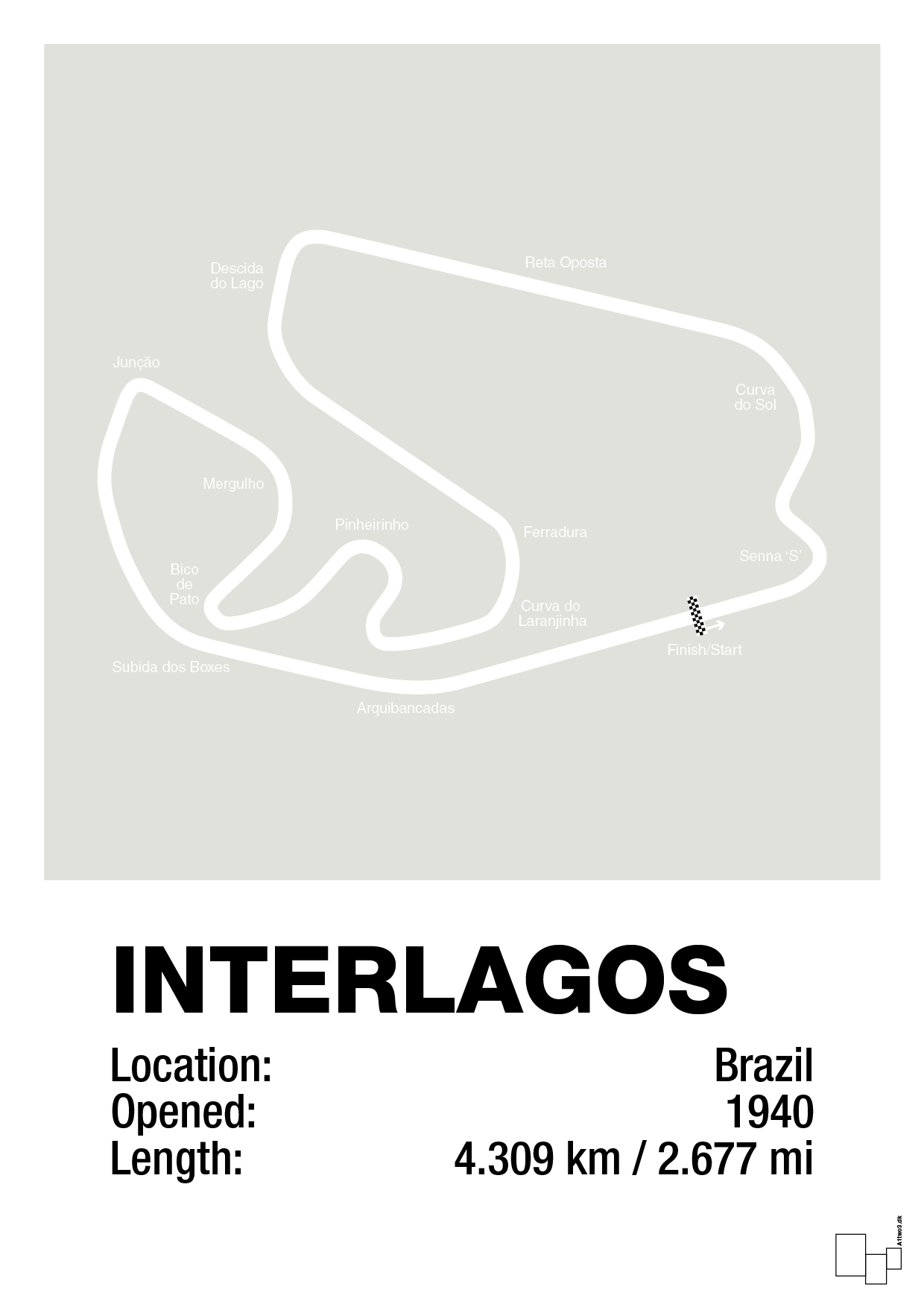 plakat: interlagos circuit - painters white-Formel 1-A1two3