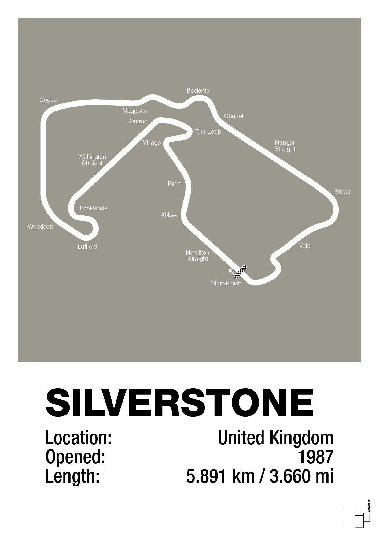 plakat: silverstone circuit - battleship gray-Formel 1-A1two3