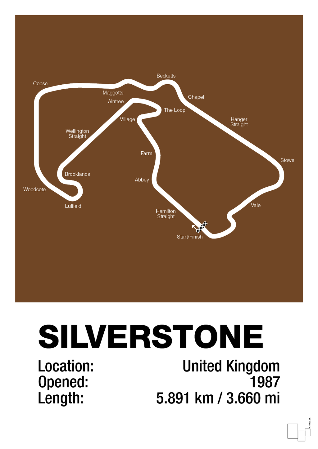 plakat: silverstone circuit - dark brown-Formel 1-A1two3