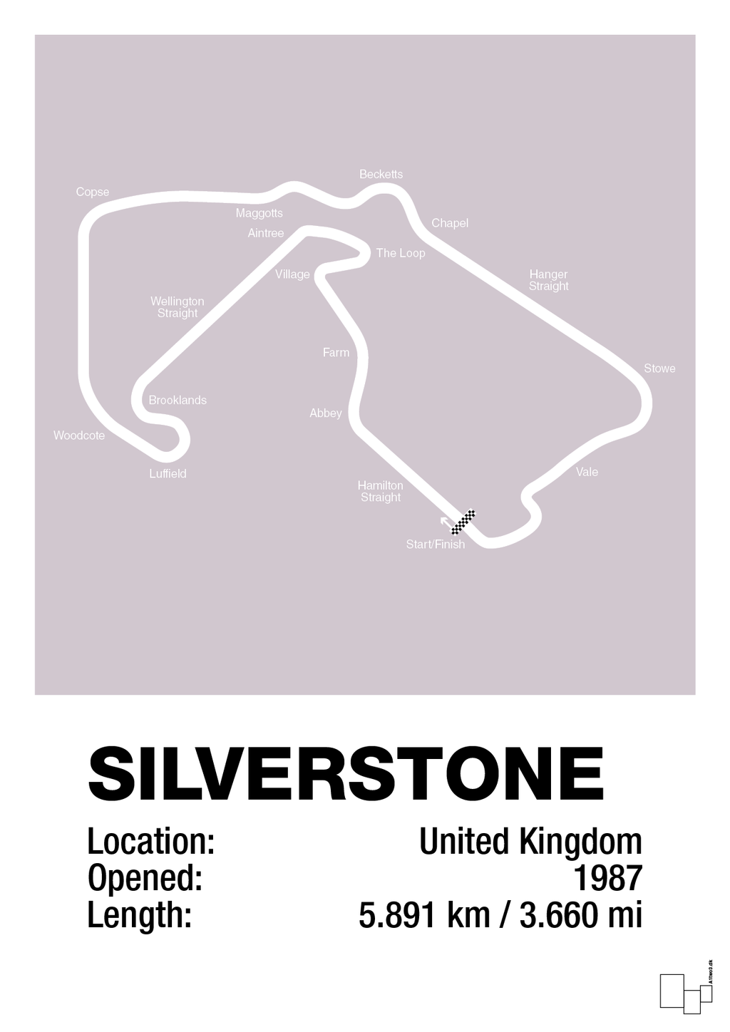 plakat: silverstone circuit - dusty lilac-Formel 1-A1two3