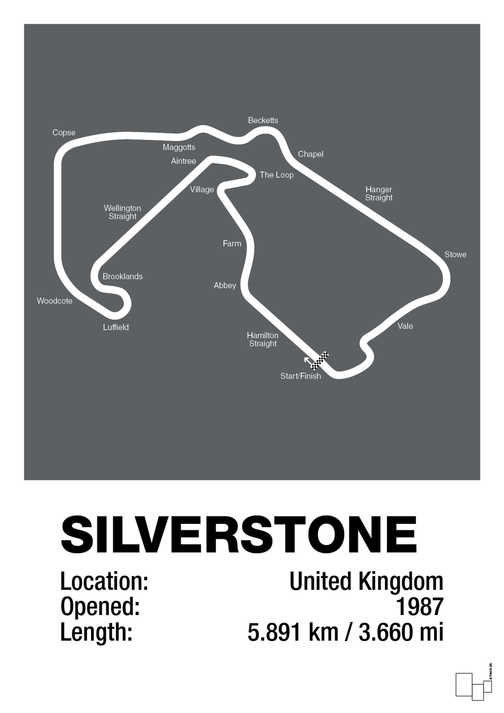 plakat: silverstone circuit - graphic charcoal-Formel 1-A1two3