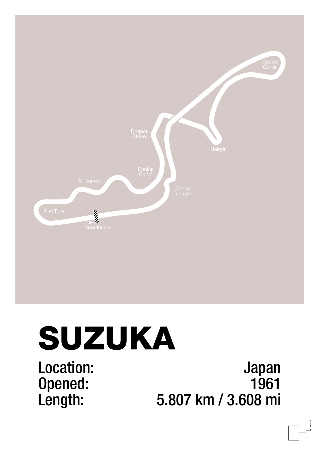 plakat: suzuka circuit - broken beige-Formel 1-A1two3