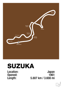 plakat: suzuka circuit - dark brown