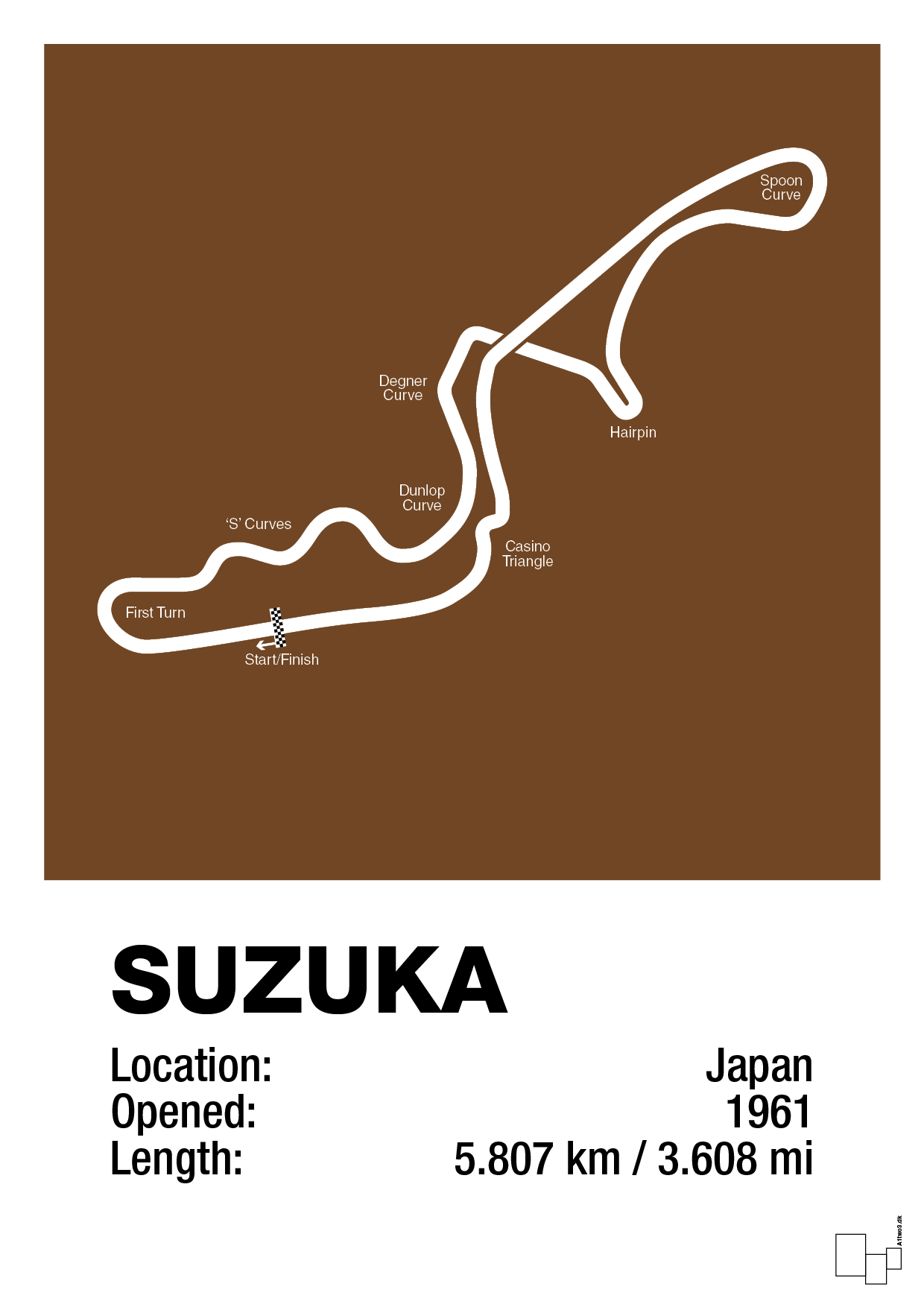plakat: suzuka circuit - dark brown-Formel 1-A1two3