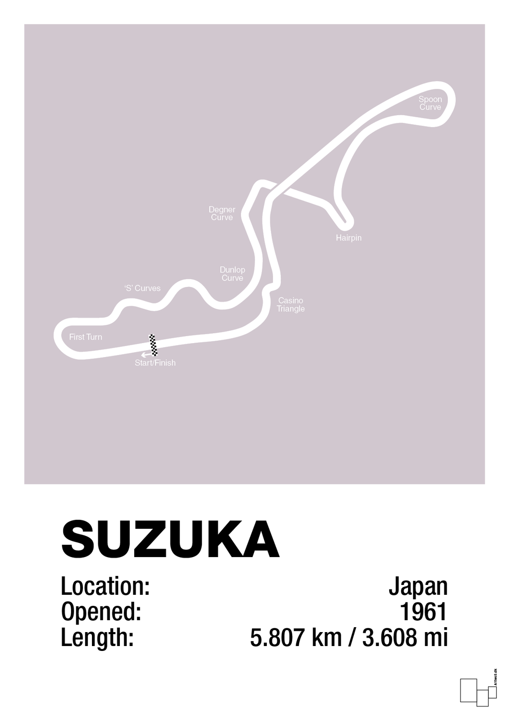 plakat: suzuka circuit - dusty lilac-Formel 1-A1two3