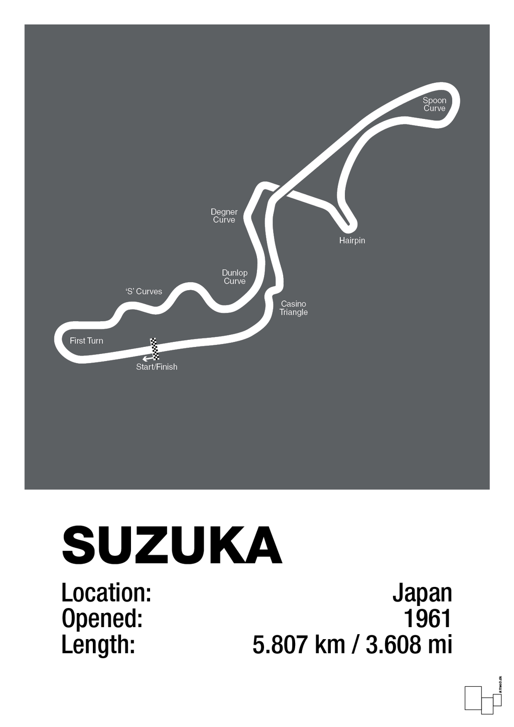 plakat: suzuka circuit - graphic charcoal-Formel 1-A1two3
