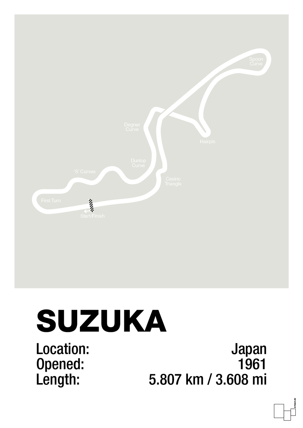 plakat: suzuka circuit - painters white-Formel 1-A1two3