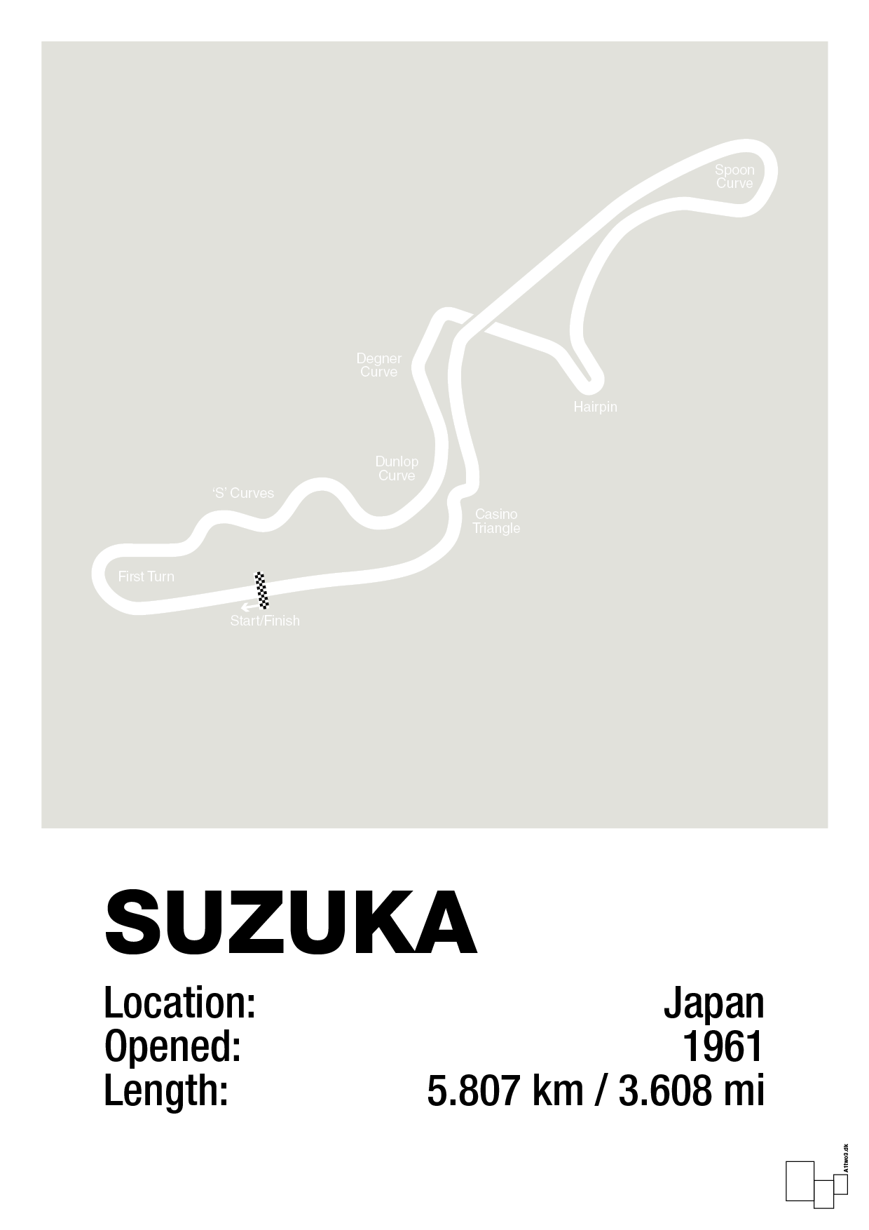 plakat: suzuka circuit - painters white-Formel 1-A1two3