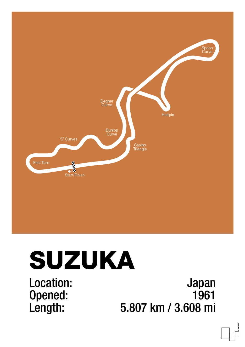 plakat: suzuka circuit - rumba orange-Formel 1-A1two3