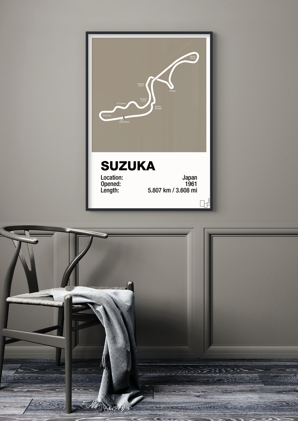 plakat: suzuka circuit - graphic charcoal-Formel 1-A1two3