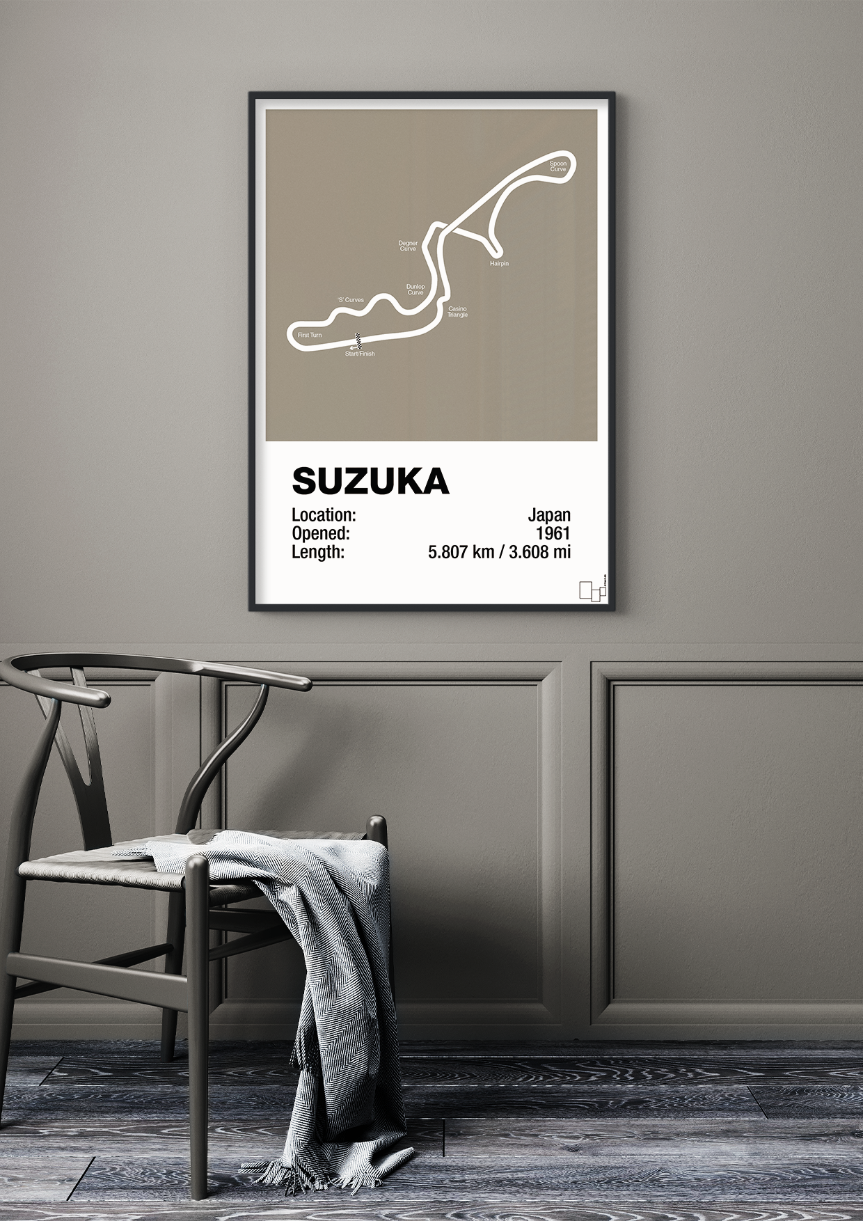 plakat: suzuka circuit - graphic charcoal-Formel 1-A1two3