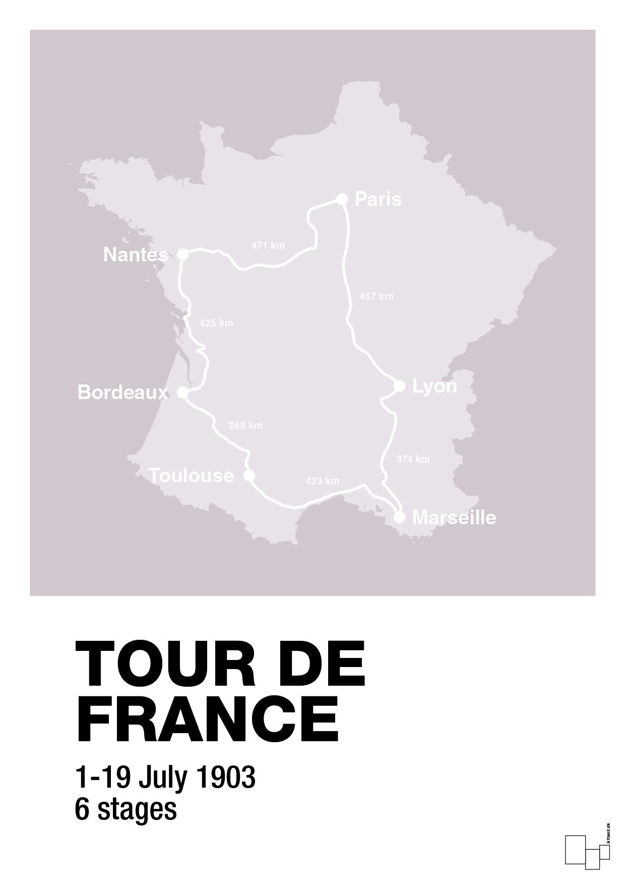 plakat: tour de france - dusty lilac-Cykling-A1two3