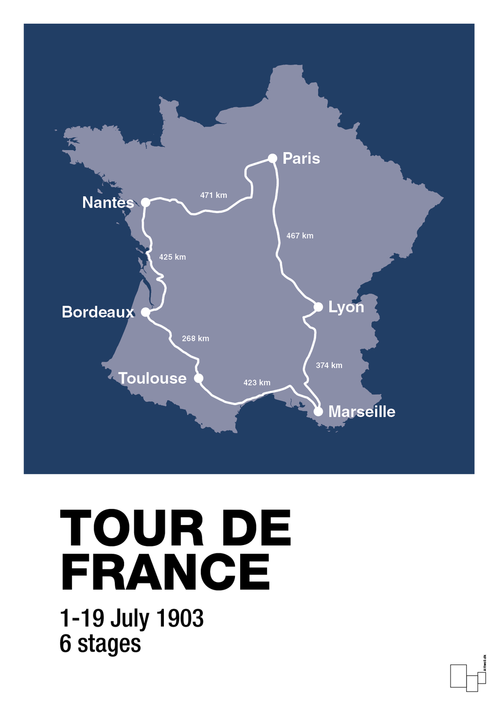 plakat: tour de france - lapis blue-Cykling-A1two3