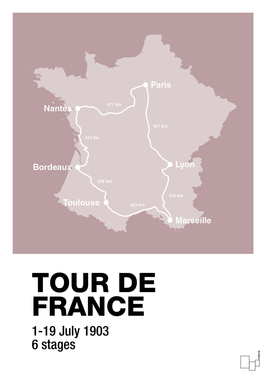 plakat: tour de france - light rose-Cykling-A1two3