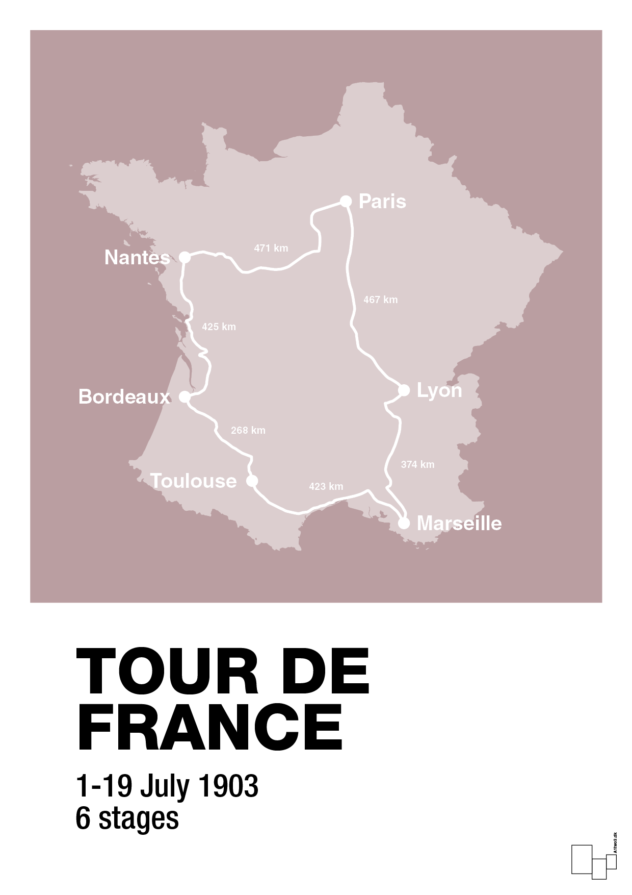 plakat: tour de france - light rose-Cykling-A1two3