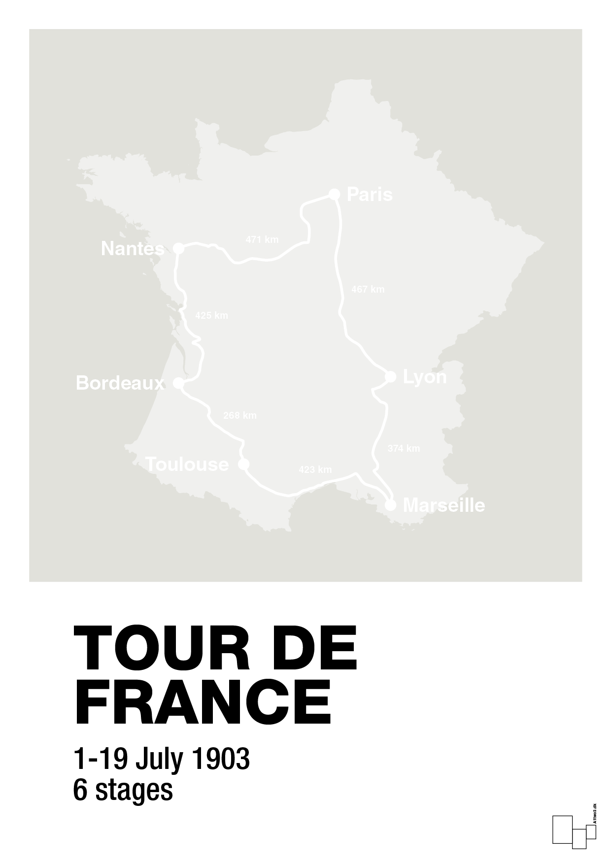 plakat: tour de france - painters white-Cykling-A1two3