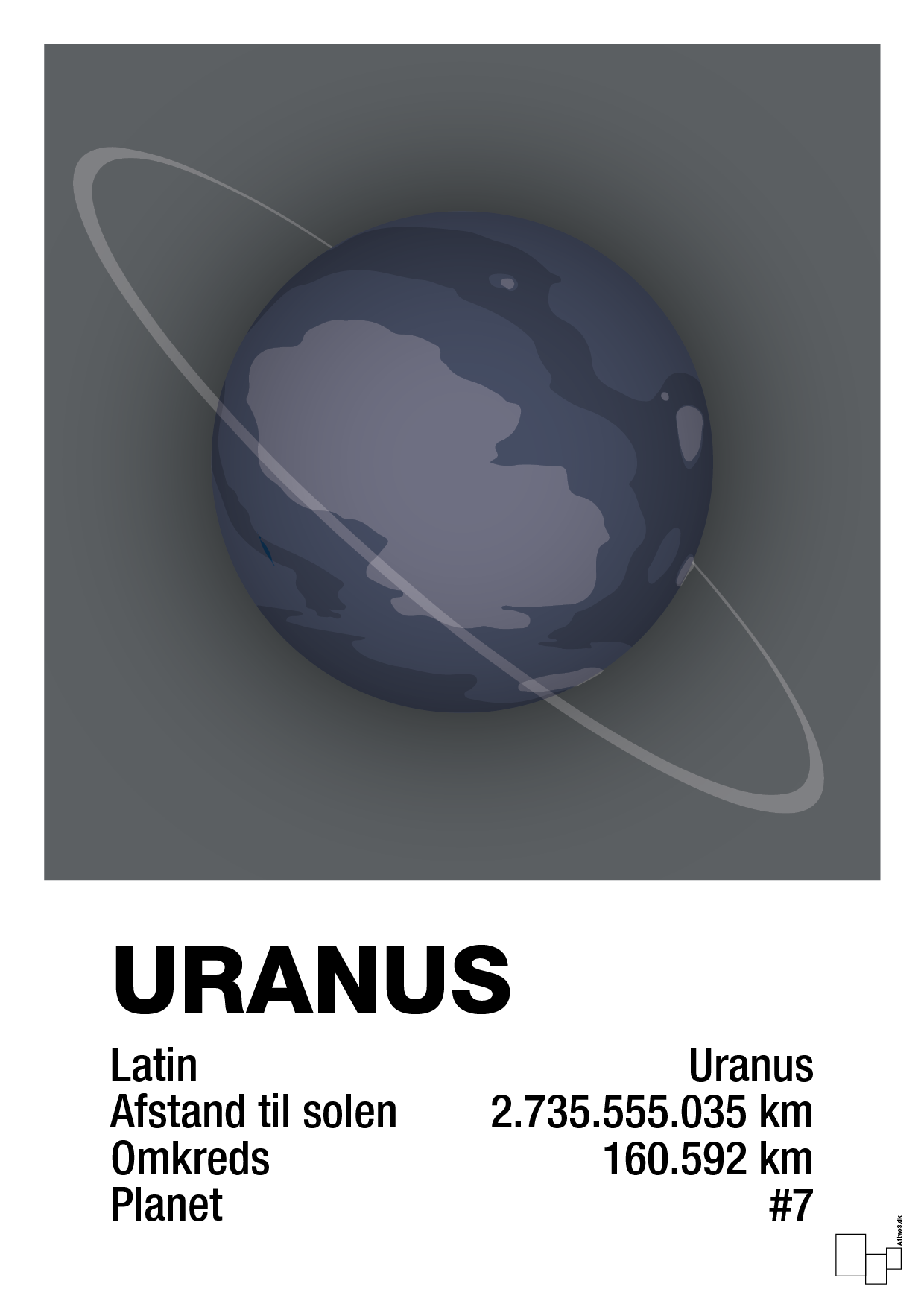 plakat: uranus - graphic charcoal-Universet-A1two3