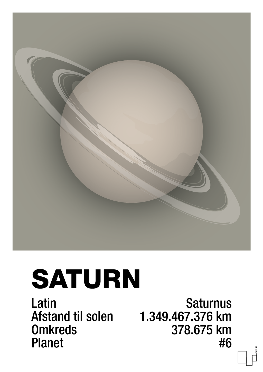 plakat: saturn - battleship gray-Universet-A1two3