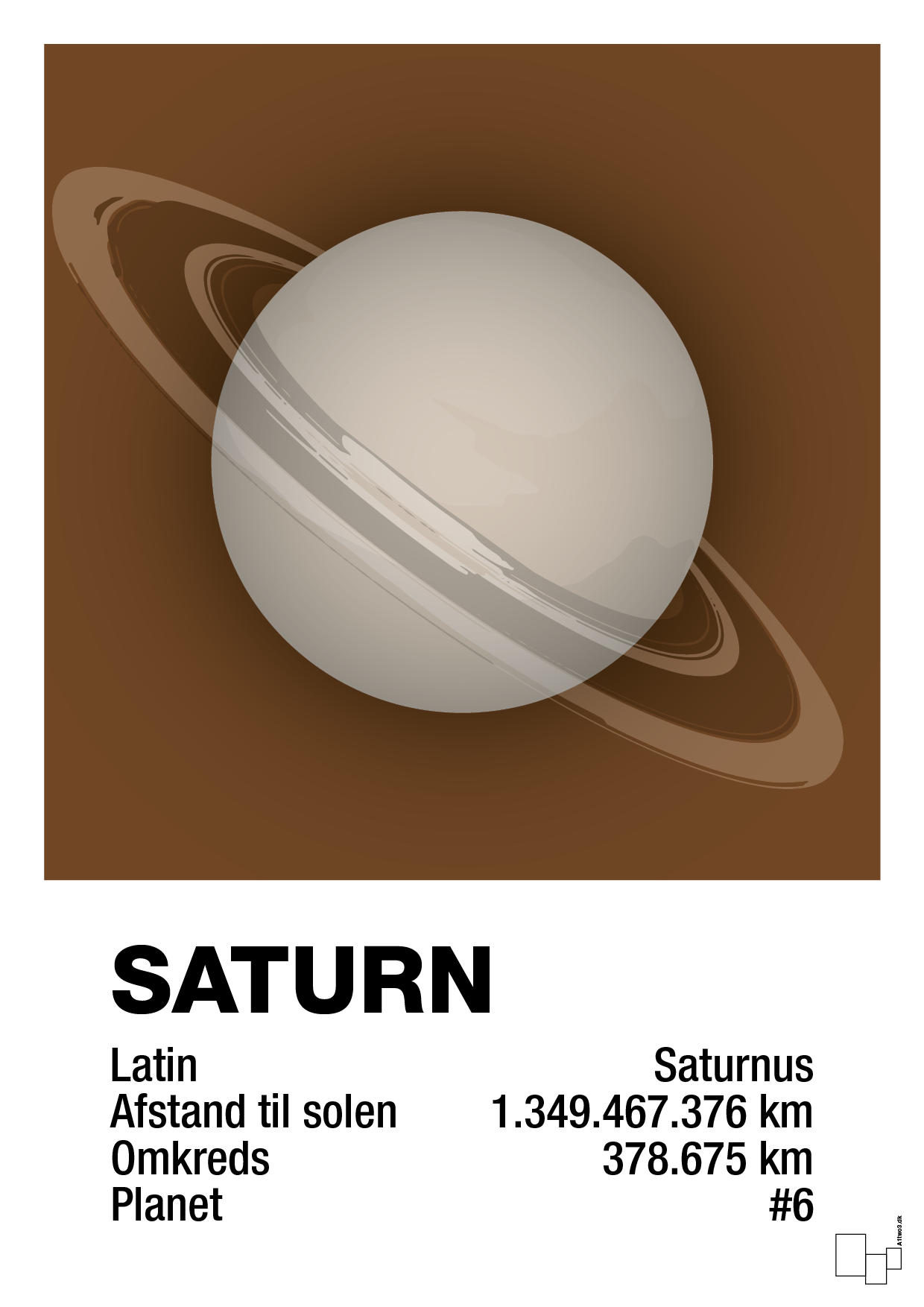 plakat: saturn - dark brown-Universet-A1two3