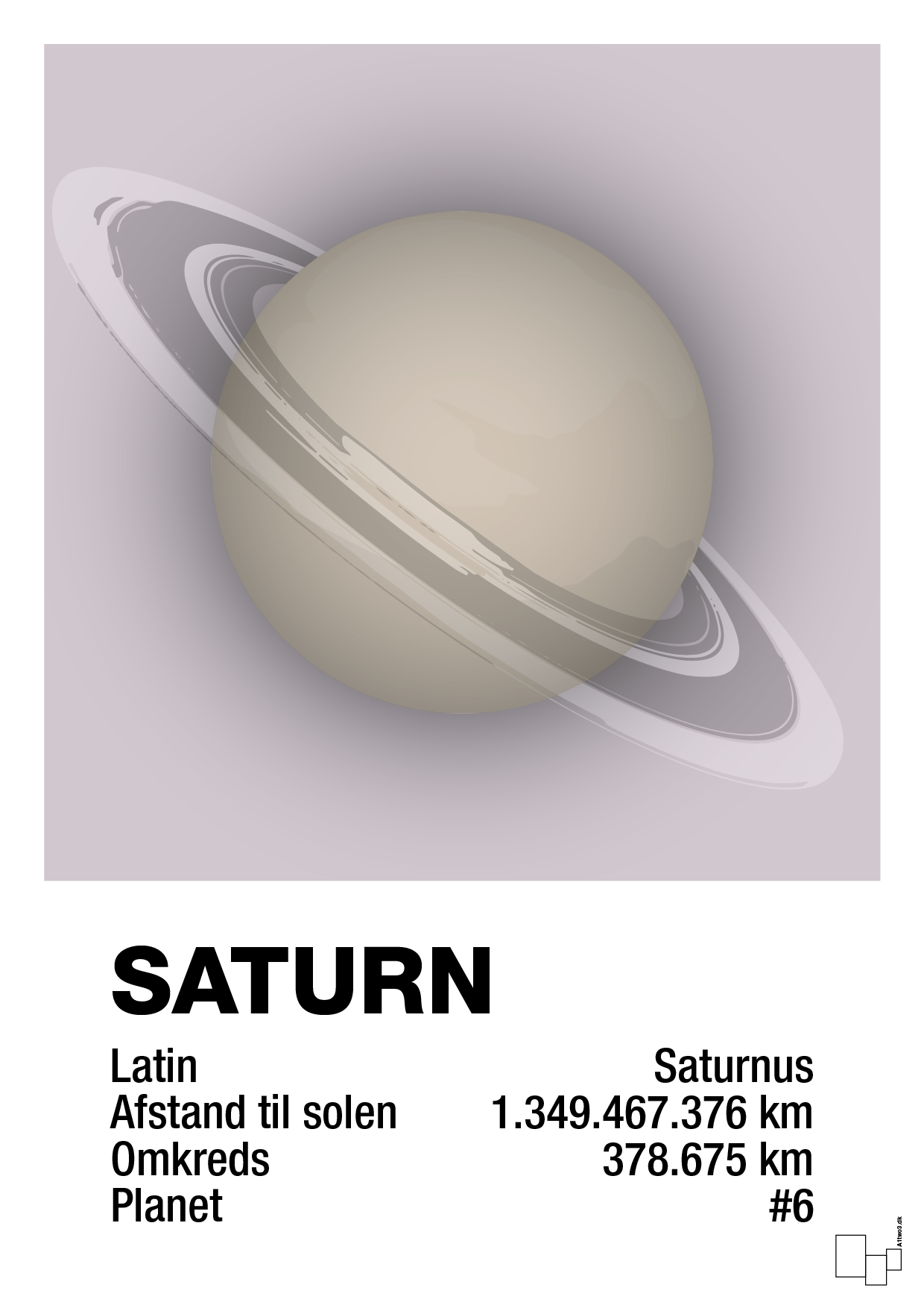 plakat: saturn - dusty lilac-Universet-A1two3