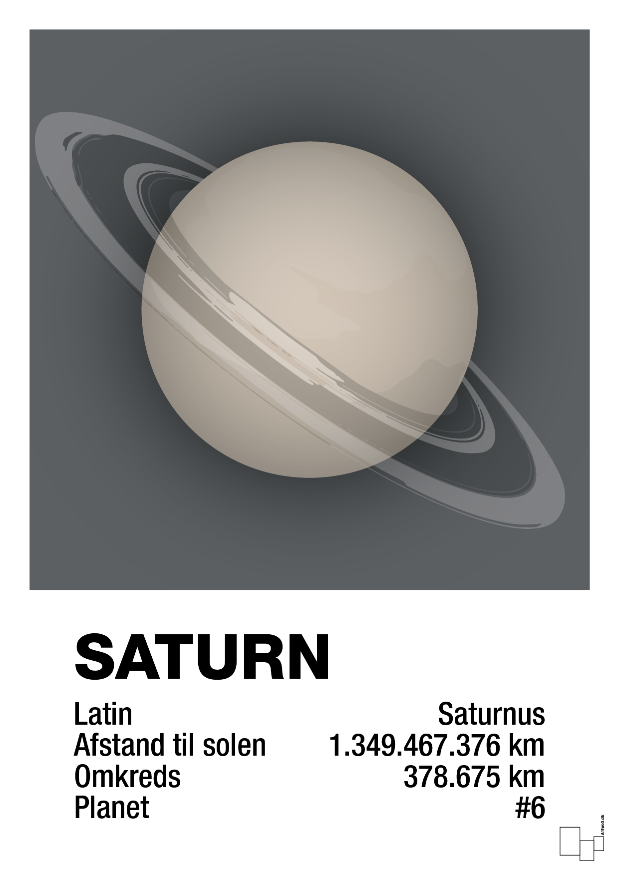 plakat: saturn - graphic charcoal-Universet-A1two3