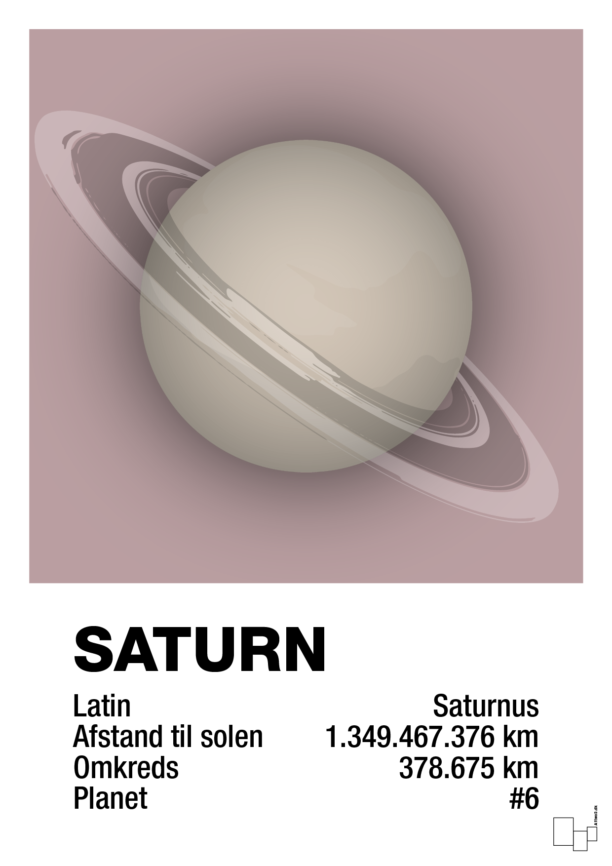 plakat: saturn - light rose-Universet-A1two3