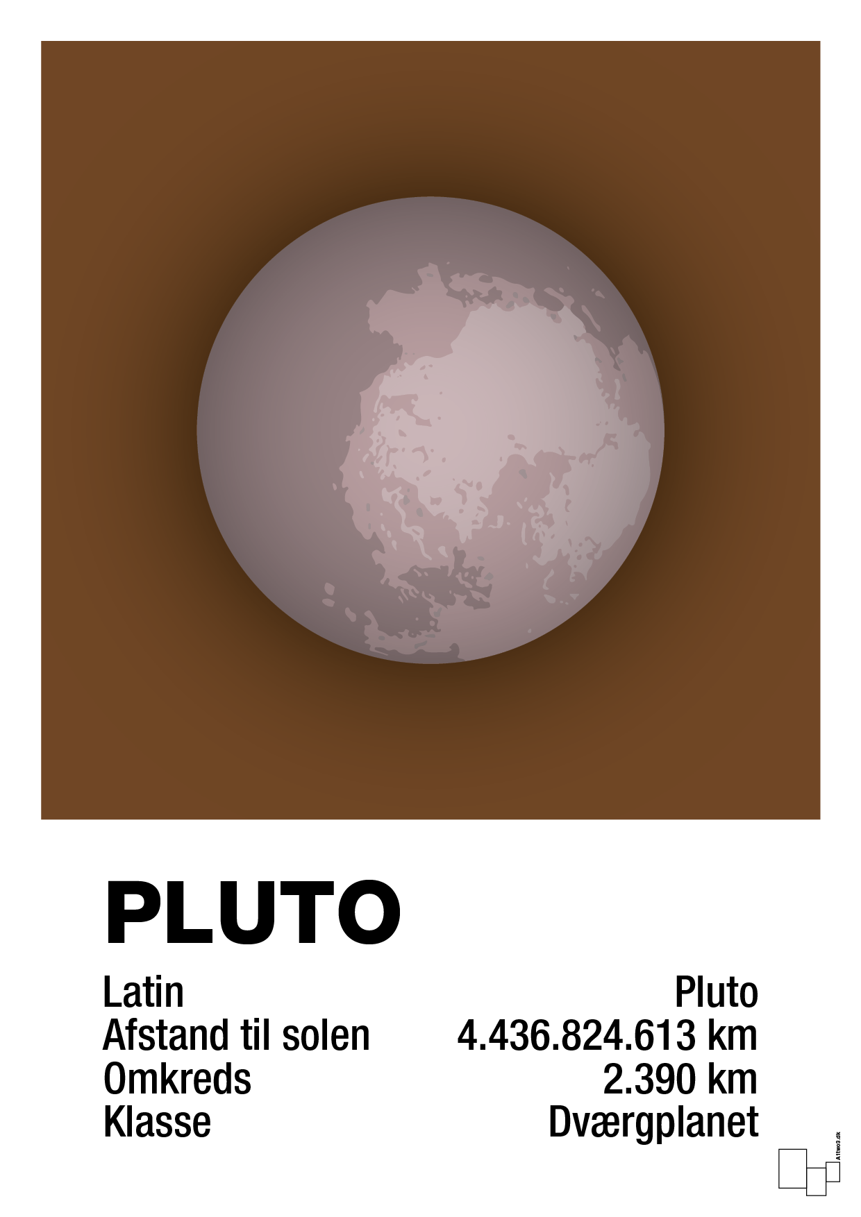 plakat: pluto - dark brown-Universet-A1two3