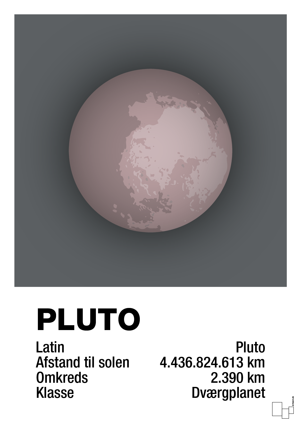 plakat: pluto - graphic charcoal-Universet-A1two3
