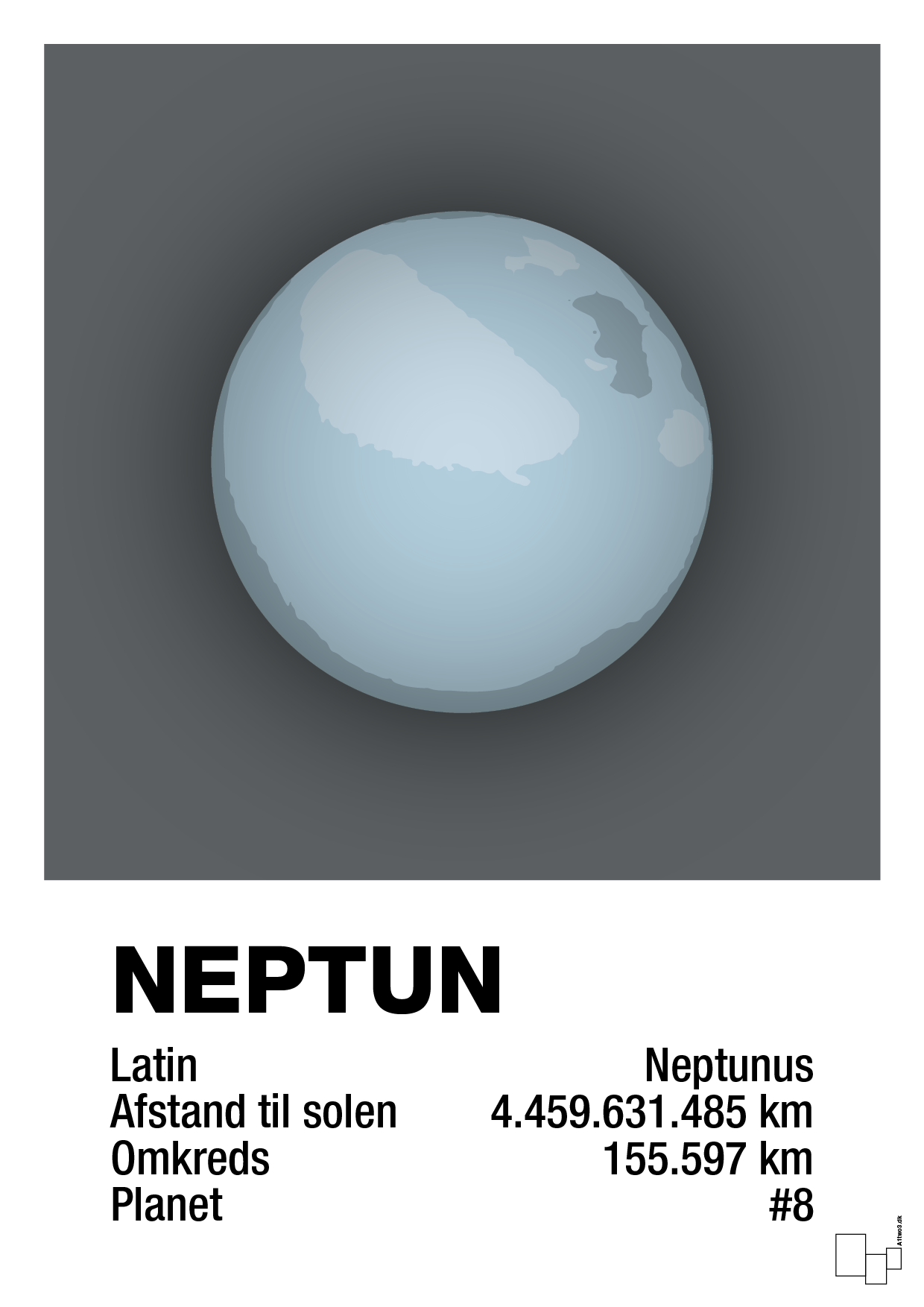 plakat: neptun - graphic charcoal-Universet-A1two3