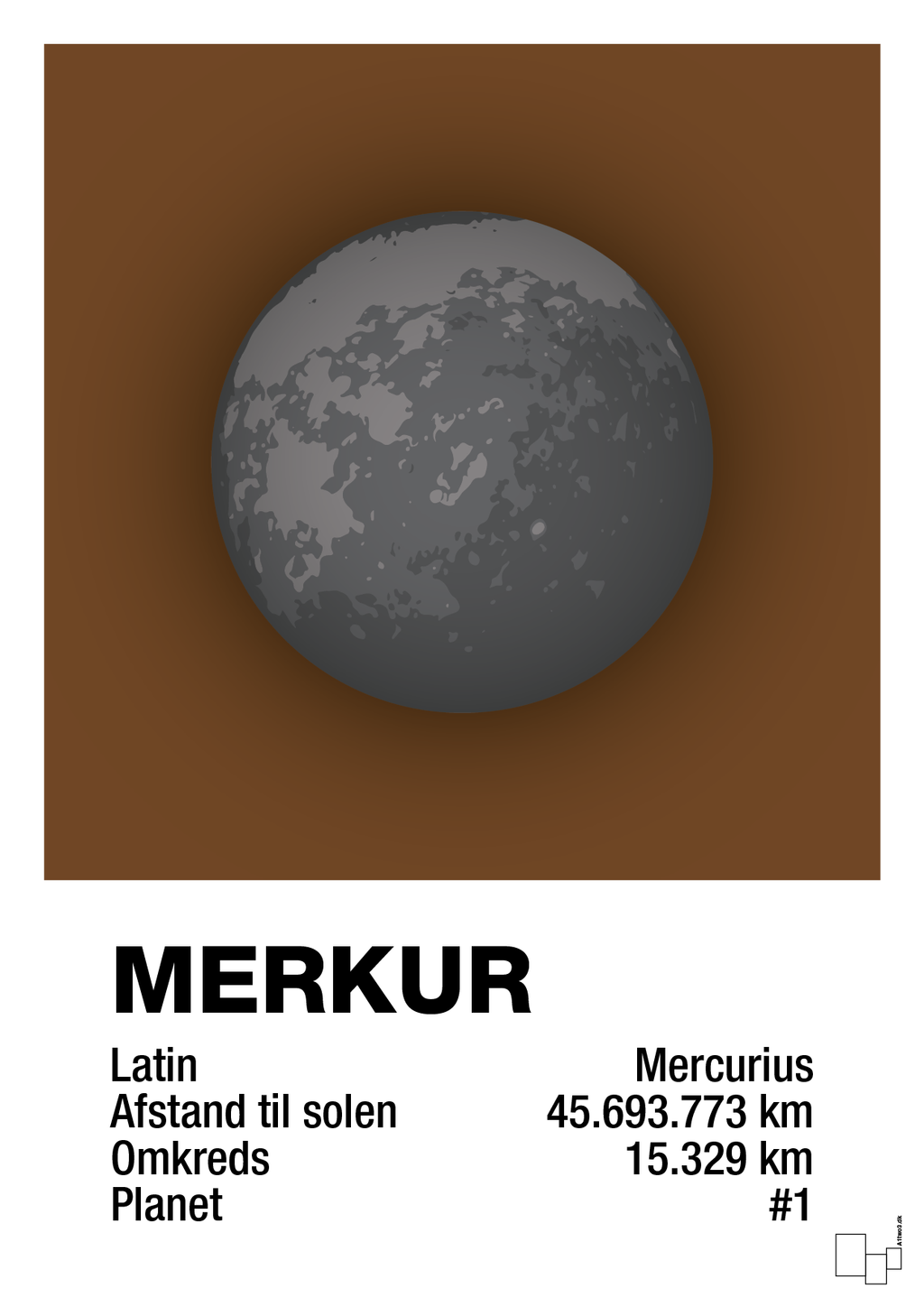 plakat: merkur - dark brown-Universet-A1two3