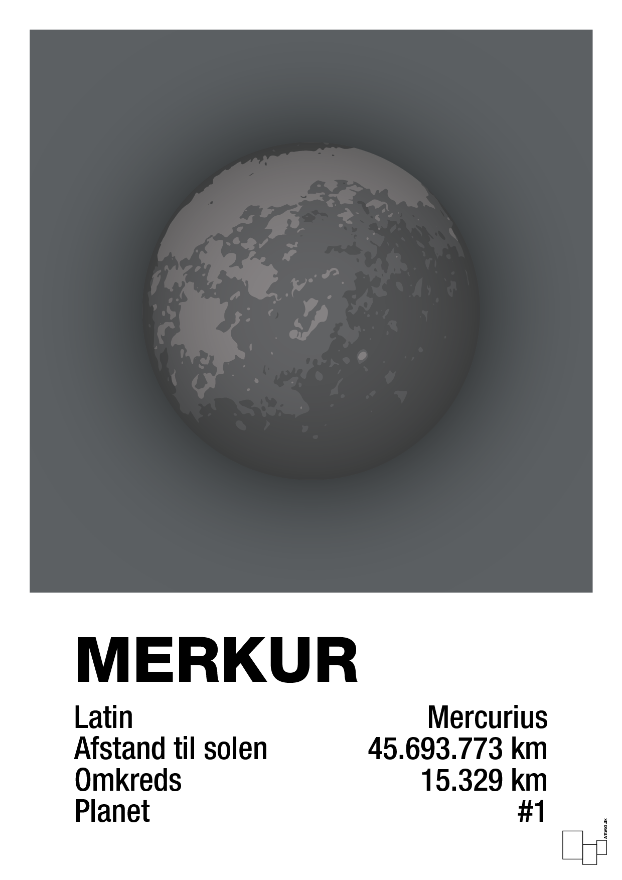 plakat: merkur - graphic charcoal-Universet-A1two3