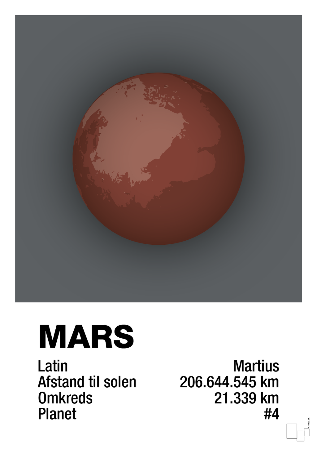 plakat: mars - graphic charcoal-Universet-A1two3