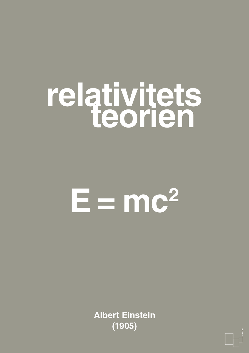 plakat: relativitets teorien - battleship gray-Ligninger-A1two3