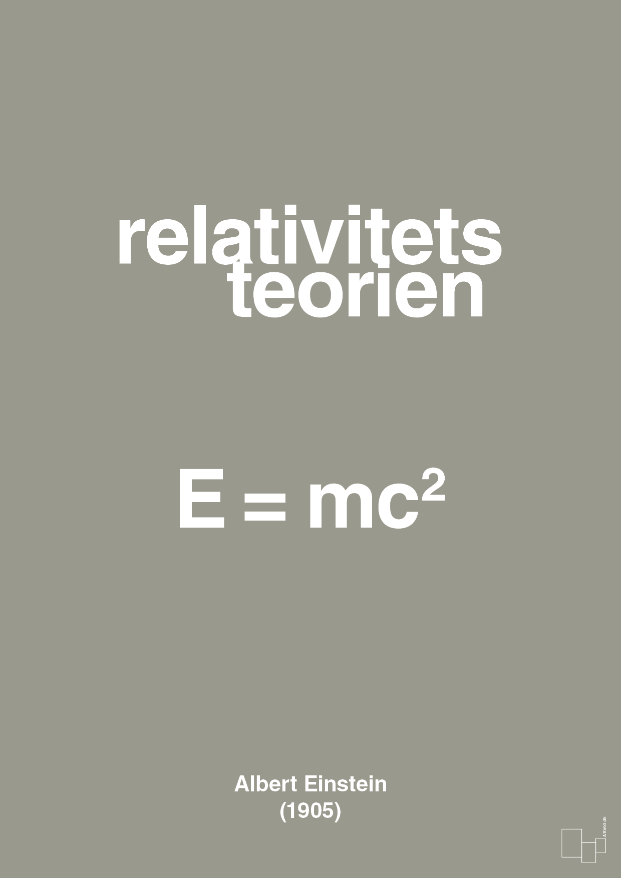 plakat: relativitets teorien - battleship gray-Ligninger-A1two3