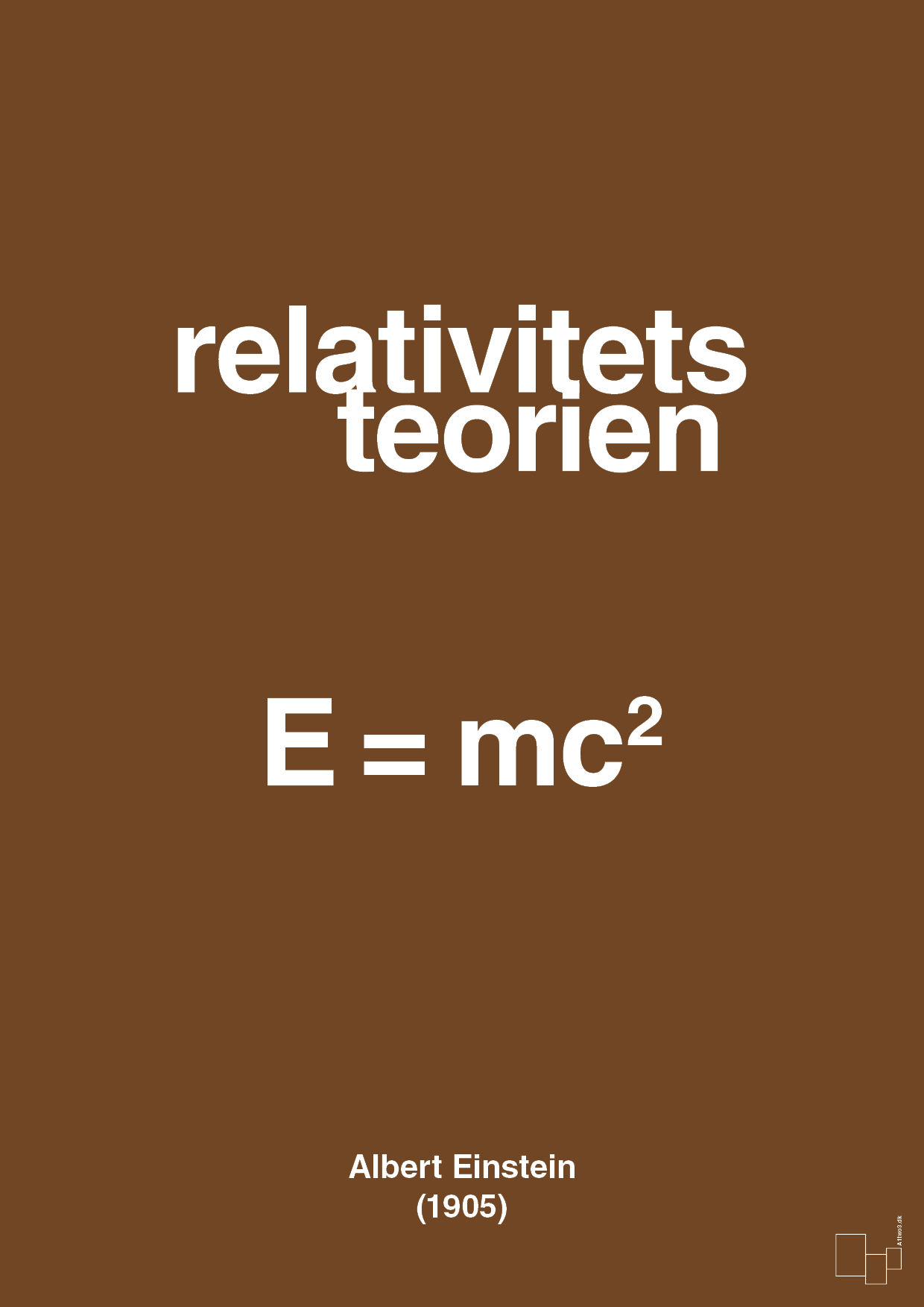 plakat: relativitets teorien - dark brown-Ligninger-A1two3