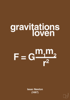 plakat: gravitations loven - dark brown-Ligninger-A1two3