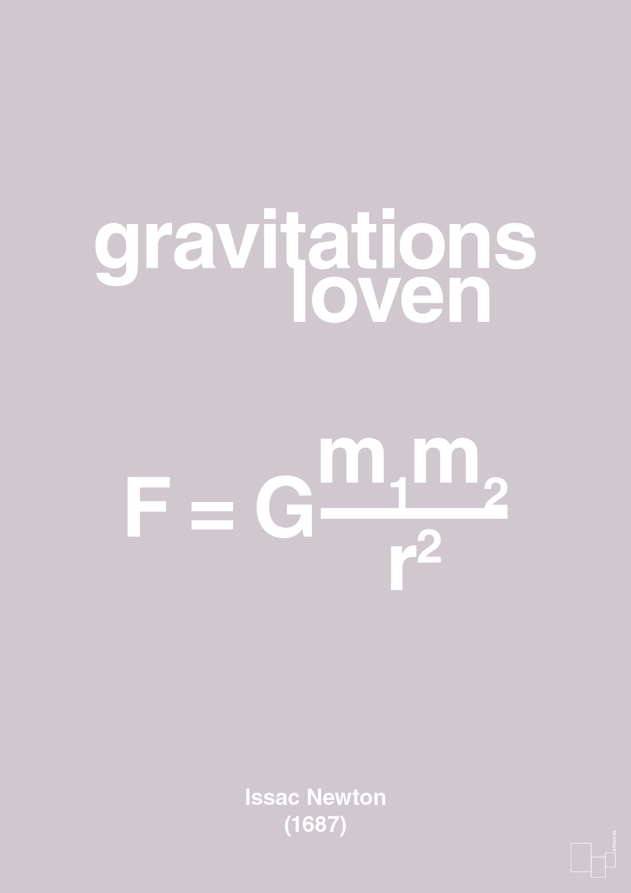 plakat: gravitations loven - dusty lilac-Ligninger-A1two3