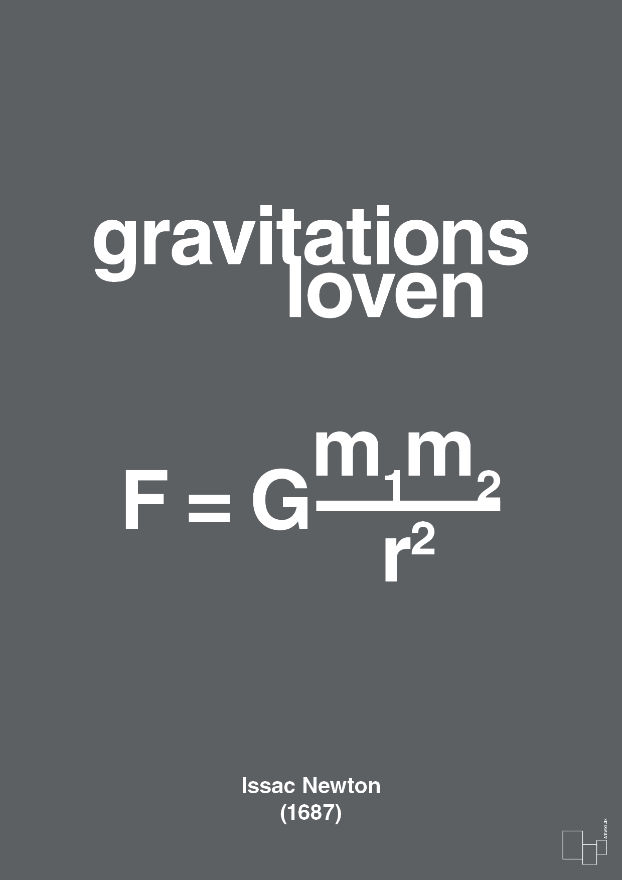 plakat: gravitations loven - graphic charcoal-Ligninger-A1two3